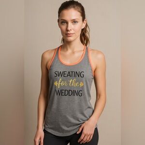 👚 DASKIN NOW Semi-Fitted Racerback Tank - Gray and Orange, Size M 🌸